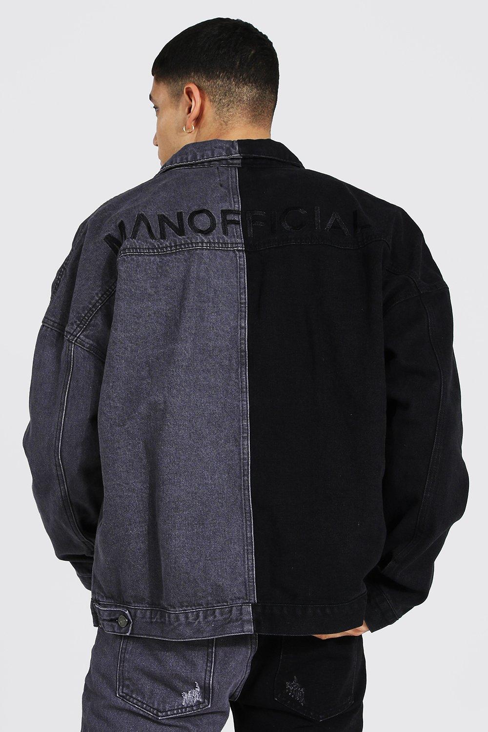 Oversized Man Official Splice Denim Jacket | boohoo Oversized Man Official Splice Denim Jacket | boohoo